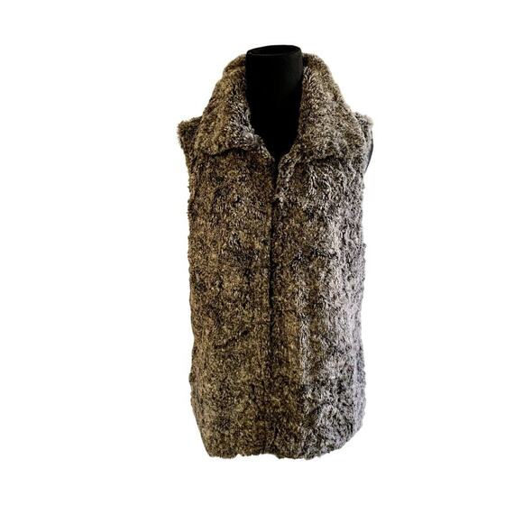 Chico's Faux Fur Chinchilla Long Brown Vest Size Chico's 1 or Size Medium - Picture 1 of 7